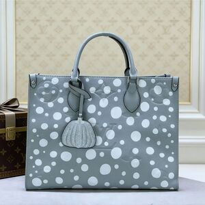 <AUTHENTIC>Louis Vuitton Tote Bag Grey Dots Leather Bag
